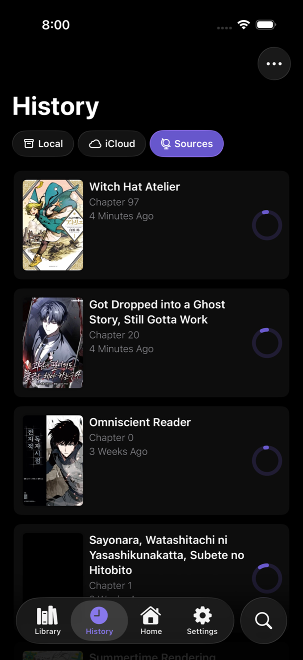 Suwatte history screenshot